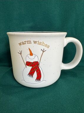 Warm Wishes Snowman Ceramic Mug - White with Red Plaid Scarf